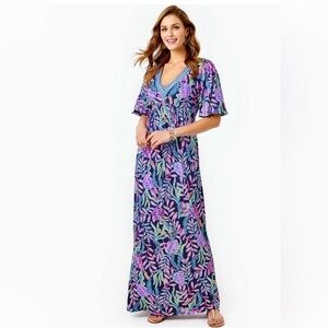 Lilly Pulitzer MANUELA MAXI DRESS Oyster Bay Navy You’ve Been Spotted Medium